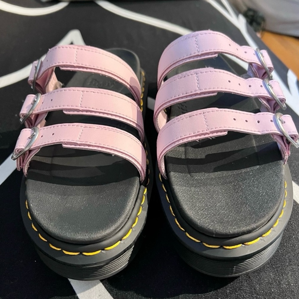NWOB Dr. Martens Blaire Pink Triple Strap Sandals with Black Sole - Picture 6 of 7
